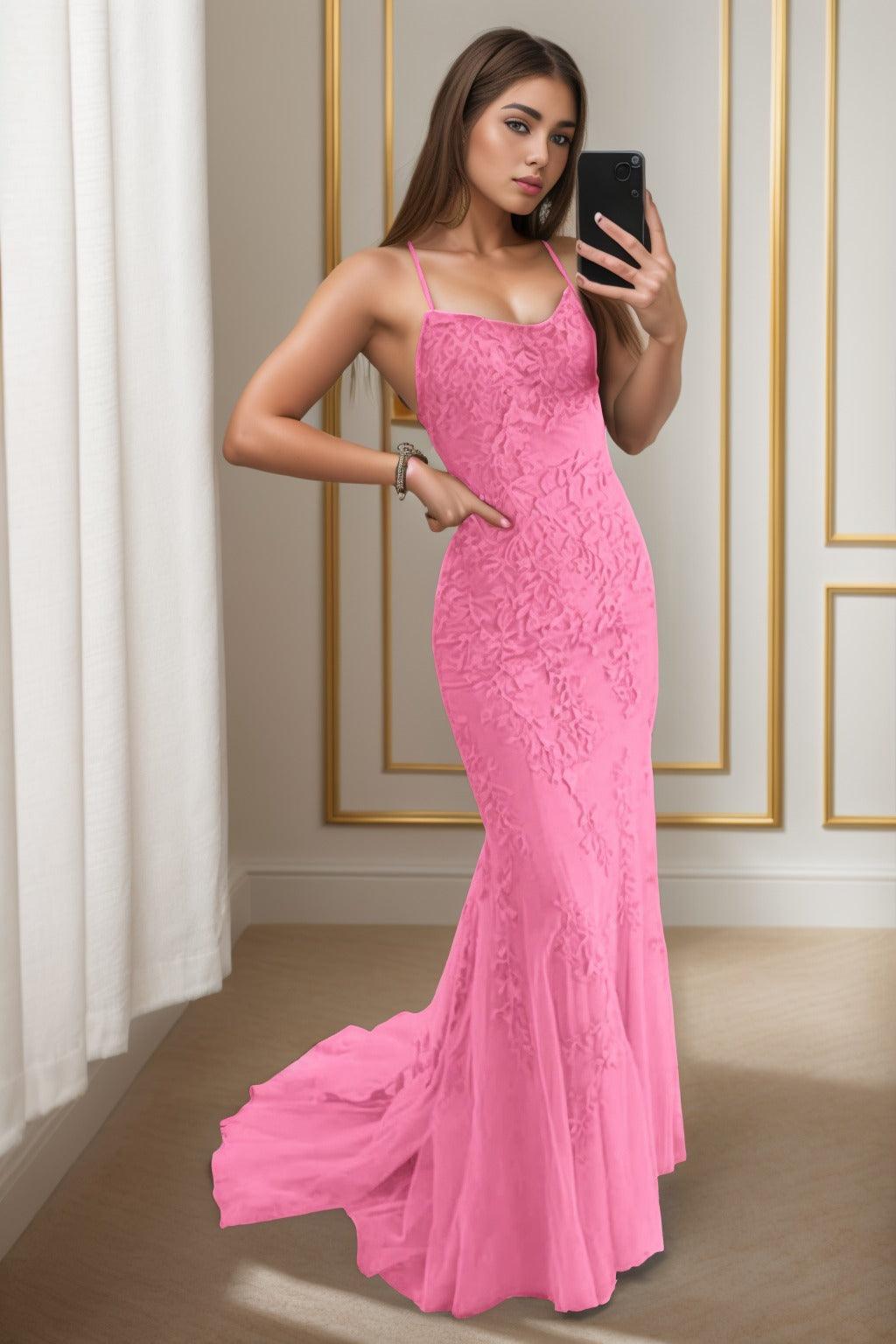 Trumpet-Mermaid Sweep-Brush Train Tulle Prom Dress CS0398 - COCOMELODY