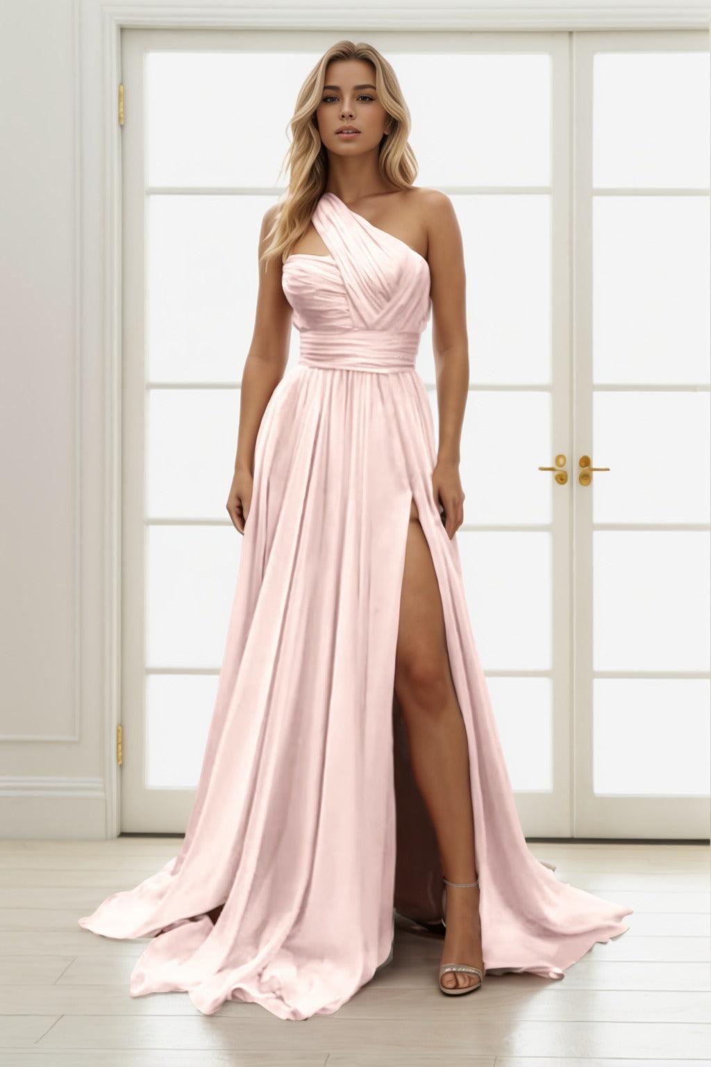 A-Line Sweep-Brush Train Chiffon Prom Dress CS0435 - COCOMELODY