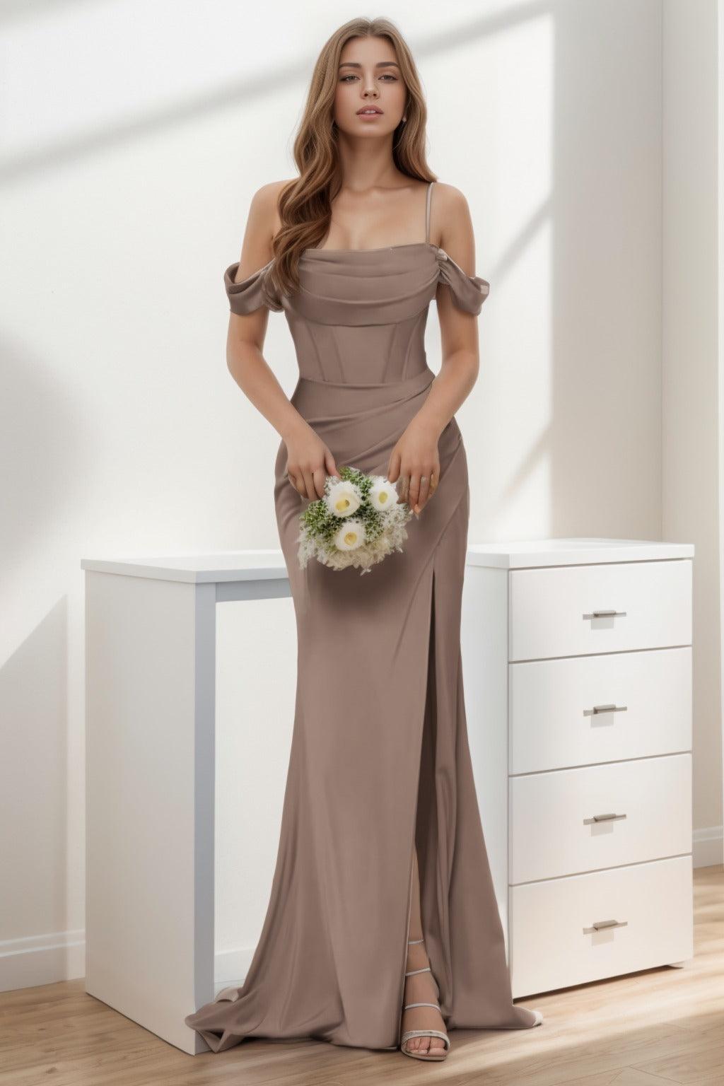 Trumpet-Mermaid Sweep-Brush Train Silk-Like Prom Dress CS0399 - COCOMELODY