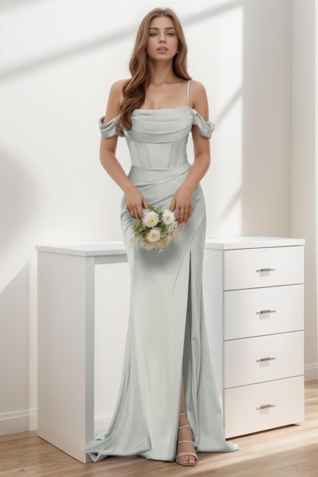 Trumpet-Mermaid Sweep-Brush Train Silk-Like Prom Dress CS0399 - COCOMELODY