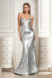 Trumpet-Mermaid Sweep-Brush Train Hot Stamping Cloth Prom Dress CS0478 - COCOMELODY