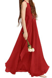 A-Line Halter Junior Bridesmaid Dress - Flowy Chiffon Maxi Gown B0C7CGNHD6 - COCOMELODY