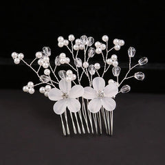 Bridal headwear Pearl hair comb Wedding bridal accessories with comb Accessorized multicolor headwear 601413822086 - COCOMELODY