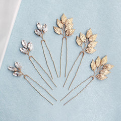 Alloy leaf simple updo hairpin high-grade rhinestone bridal wedding accessories 602380582728 - COCOMELODY