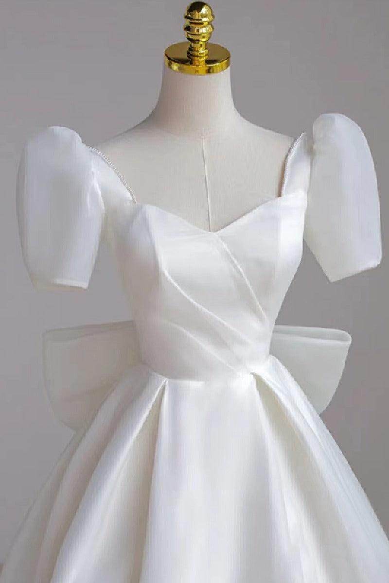 A-Line Floor Length Organza Wedding Dress 676528210777 - COCOMELODY