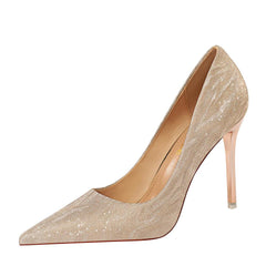 Glitter and Metallic Pointy Stiletto Heels 606336050941 - COCOMELODY