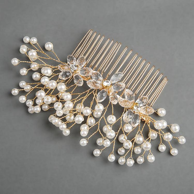 Bridal headwear Pearl flower hair comb bridal wedding accessories 07931037904 - COCOMELODY