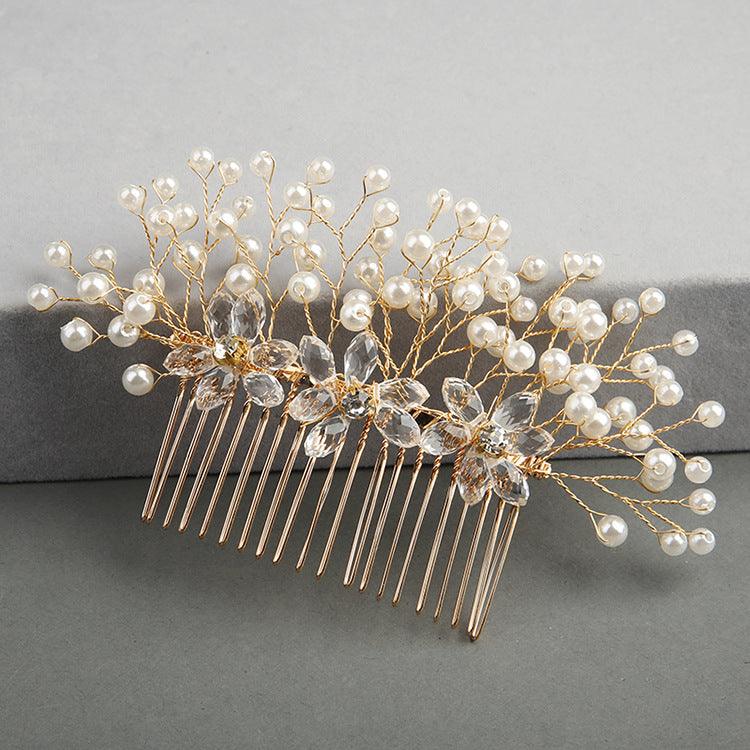 Bridal headwear Pearl flower hair comb bridal wedding accessories 07931037904 - COCOMELODY