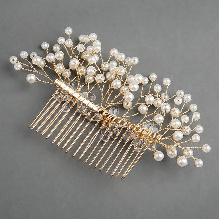 Bridal headwear Pearl flower hair comb bridal wedding accessories 07931037904 - COCOMELODY