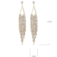 Exaggerated long tassel earrings Fashion geometric drop earrings 731620746741 - COCOMELODY