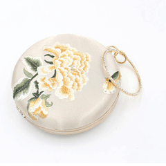 Party bag One shoulder embroidery small round bag Celebrity chain clutch bag 611066468057 - COCOMELODY