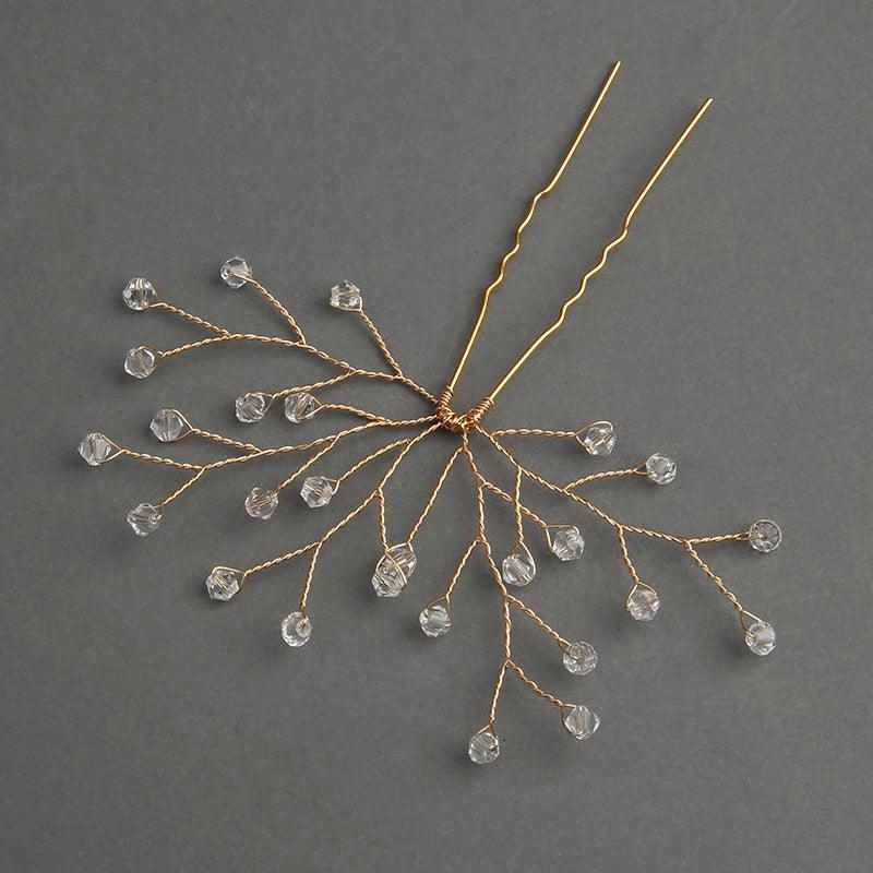 Gold Bridal Headwear Handcrafted Crystal Hair Accessories Wedding Hairpin Accessories set of 2 613908174425 - COCOMELODY