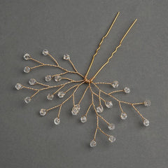 Gold Bridal Headwear Handcrafted Crystal Hair Accessories Wedding Hairpin Accessories set of 2 613908174425 - COCOMELODY