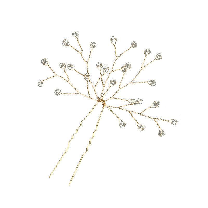Gold Bridal Headwear Handcrafted Crystal Hair Accessories Wedding Hairpin Accessories set of 2 613908174425 - COCOMELODY