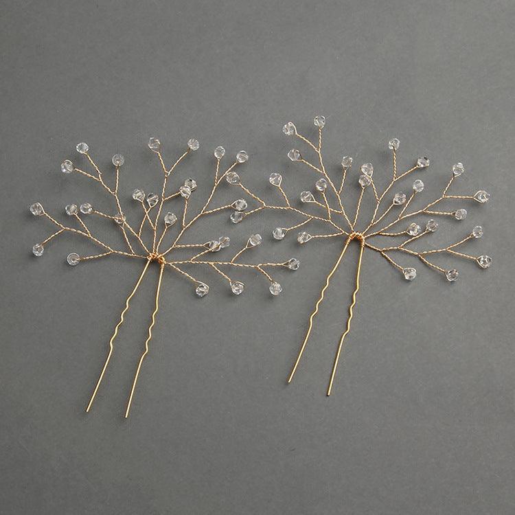 Gold Bridal Headwear Handcrafted Crystal Hair Accessories Wedding Hairpin Accessories set of 2 613908174425 - COCOMELODY