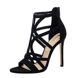 Suede Cross Pointy Stiletto Heels 614340182360 - COCOMELODY