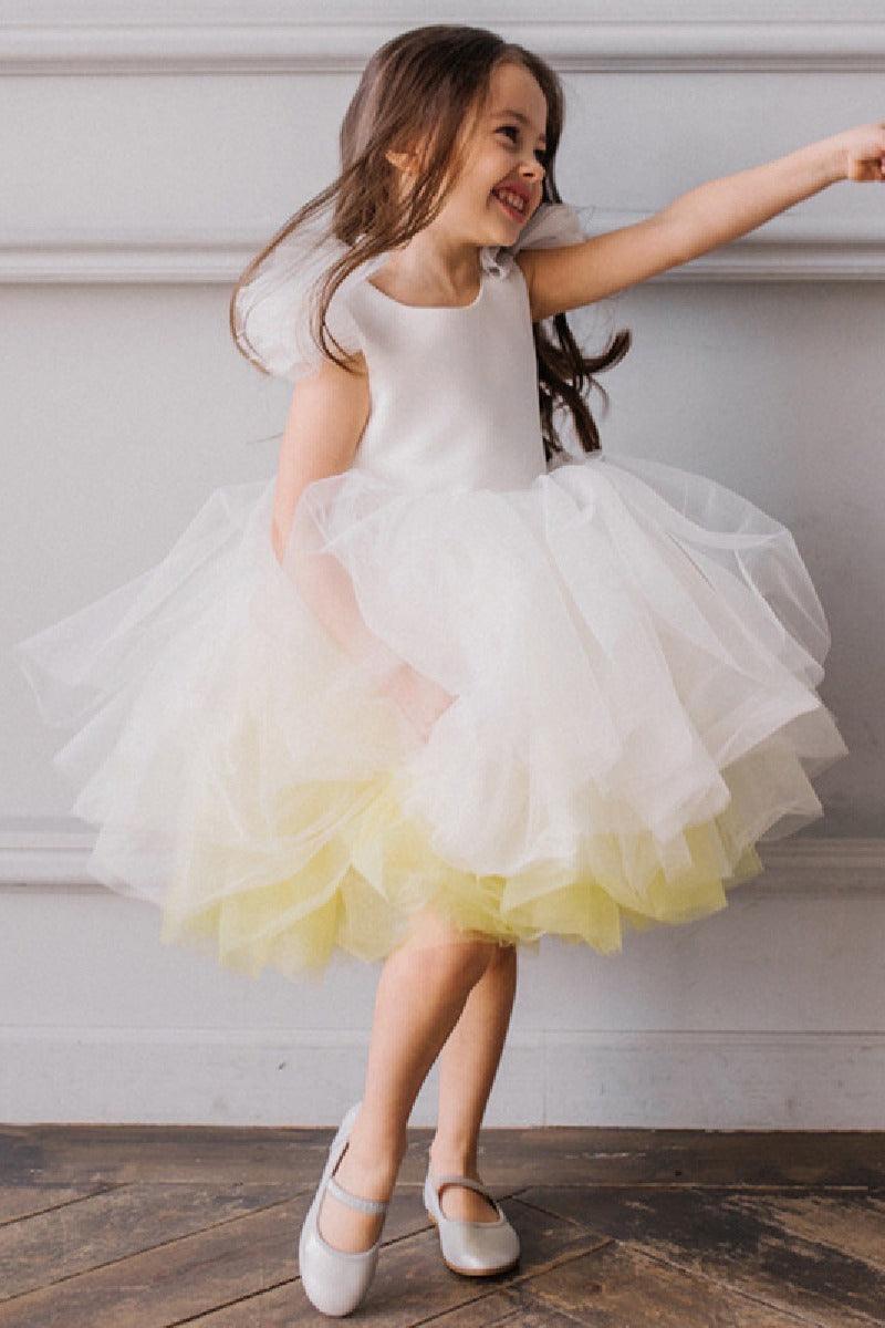 Ball Gown/Princess Scoop Neck Mini Tulle Flower Girl Dress 707524990790 - COCOMELODY
