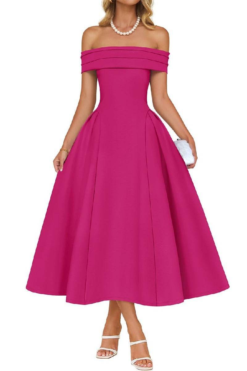 A-Line Midi Satin Formal Wedding Guest Dresses B0DS8NJRR3 - COCOMELODY