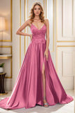 A-Line Court Train Satin Prom Dress CS0460 - COCOMELODY