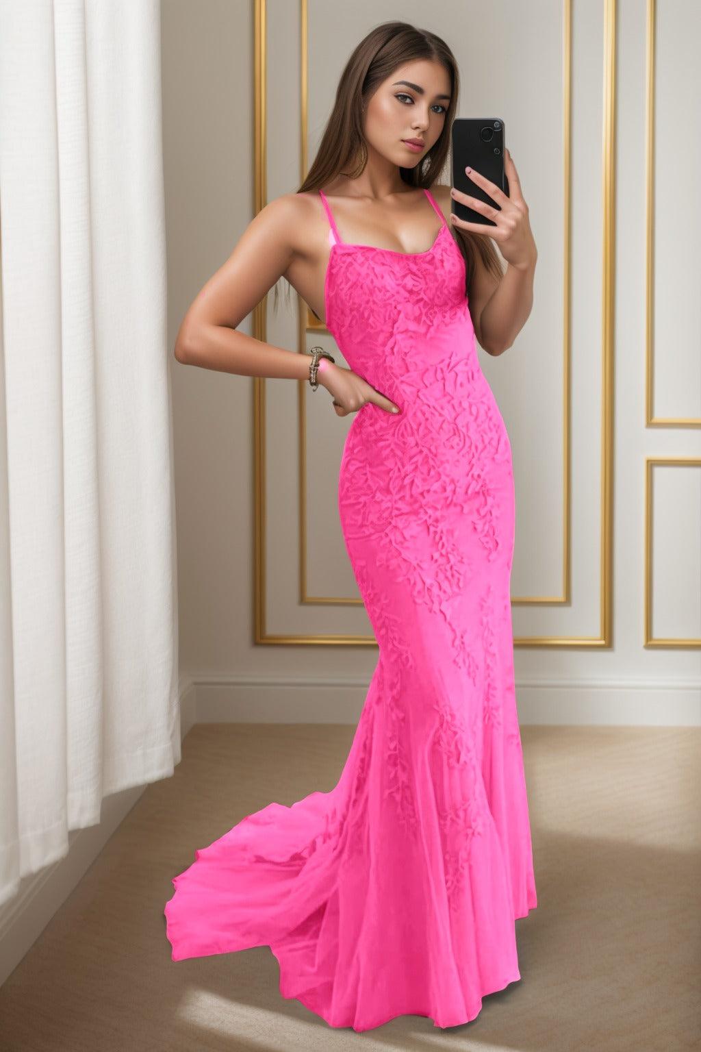 Trumpet-Mermaid Sweep-Brush Train Tulle Prom Dress CS0398 - COCOMELODY