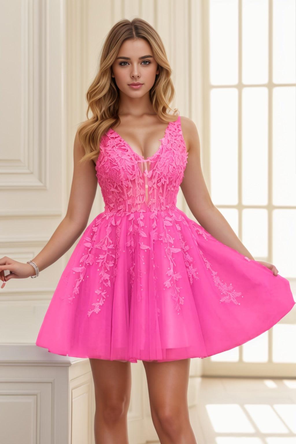 A-line Short-Mini Tulle Prom Dress CS0410 - COCOMELODY