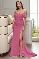 Sheath-Column Sweep-Brush Train Elastic Cloth Prom Dress CS0462 - COCOMELODY
