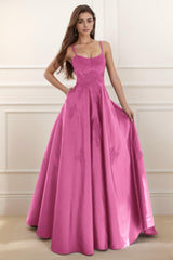 A-Line Floor Length Satin Prom Dress CS0458 - COCOMELODY