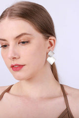 Simple square geometry alloy earrings Fashion light luxury all-in-one women's ear clips 720384731306 - COCOMELODY