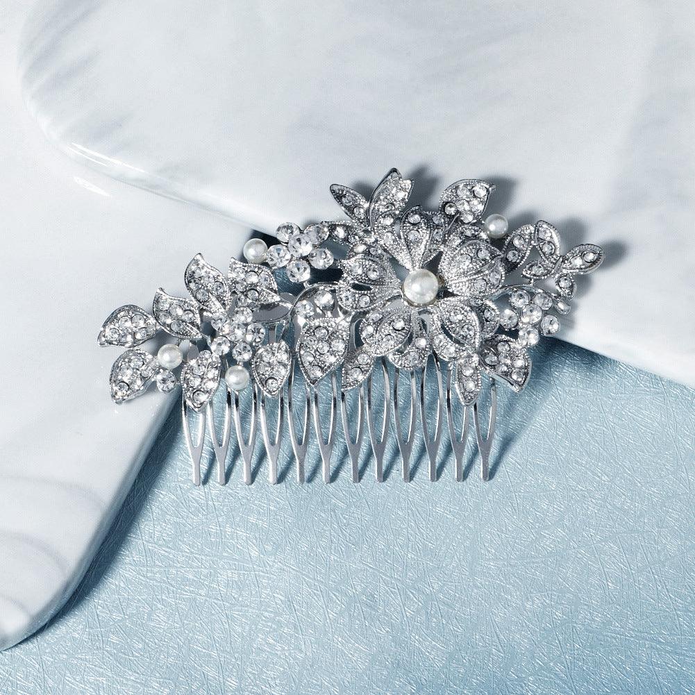 Bridal bridal accessories Vintage alloy flowers set with drill and comb 619249915642 - COCOMELODY