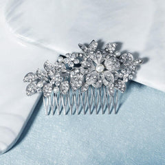 Bridal bridal accessories Vintage alloy flowers set with drill and comb 619249915642 - COCOMELODY