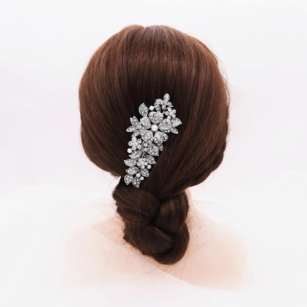 Bridal bridal accessories Vintage alloy flowers set with drill and comb 619249915642 - COCOMELODY