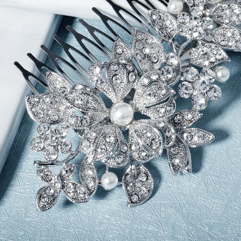 Bridal bridal accessories Vintage alloy flowers set with drill and comb 619249915642 - COCOMELODY