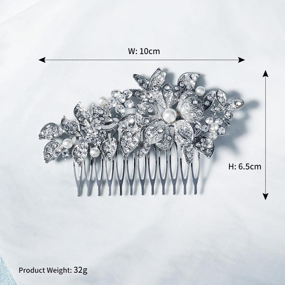 Bridal bridal accessories Vintage alloy flowers set with drill and comb 619249915642 - COCOMELODY