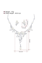 Alloy Zircon Pearl Necklace Earrings Jewelry 803869863410 - COCOMELODY