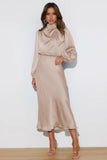 A-Line Midi Elastic Silk like Satin Formal Evening Dresses 719013207299