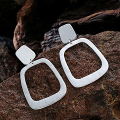 Simple and generous geometric square earring clip earrings 619606937728 - COCOMELODY
