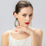 Simple and generous geometric square earring clip earrings 619606937728 - COCOMELODY