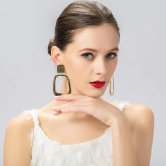 Simple and generous geometric square earring clip earrings 619606937728 - COCOMELODY