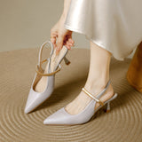 Pointed Toe Mary Jane Slingback Heel Single Strap Kitten Heel Shoes 1058281370087