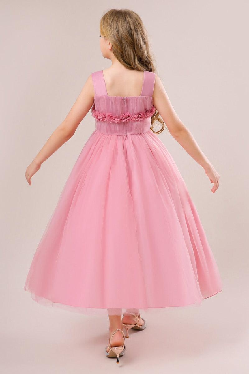 A-Line Straps Neck Tulle Maxi Flower Girl Dresses 848520948280 - COCOMELODY