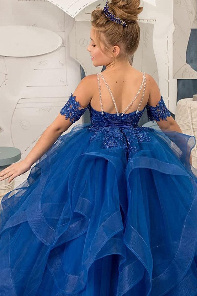 Ball Gown Floor Length Tulle Lace Flower Girl Dress 687176148616 - COCOMELODY