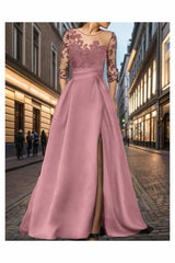A-Line Sweep-Brush Train Silk-Like Prom Dress CS0456 - COCOMELODY