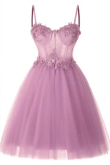 A-Line Short-Mini Tulle Prom Dress CS0400 - COCOMELODY