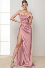 Sheath-Column Sweep-Brush Train Silk-Like Prom Dress CS0434 - COCOMELODY