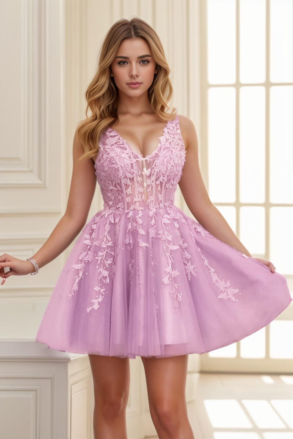 A-line Short-Mini Tulle Prom Dress CS0410 - COCOMELODY
