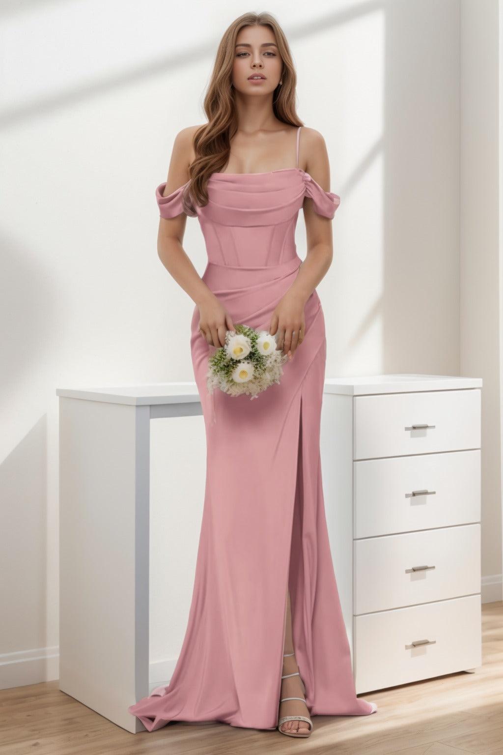 Trumpet-Mermaid Sweep-Brush Train Silk-Like Prom Dress CS0399 - COCOMELODY