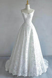 A-Line Strapless Sweep-Brush Train Corset Lace Modern Wedding Dress COCOMELODY 828423890551