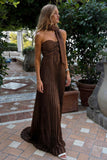 A-line Maxi Pleated Spandex Satin Formal Evening Dresses 937501662612