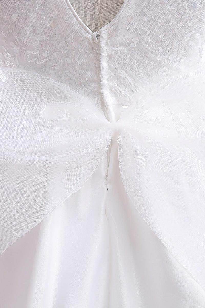 A-Line Scoop Neck Long Sleeve Knee Length Lace/Satin Flower Girl Dresses 709360205661 - COCOMELODY