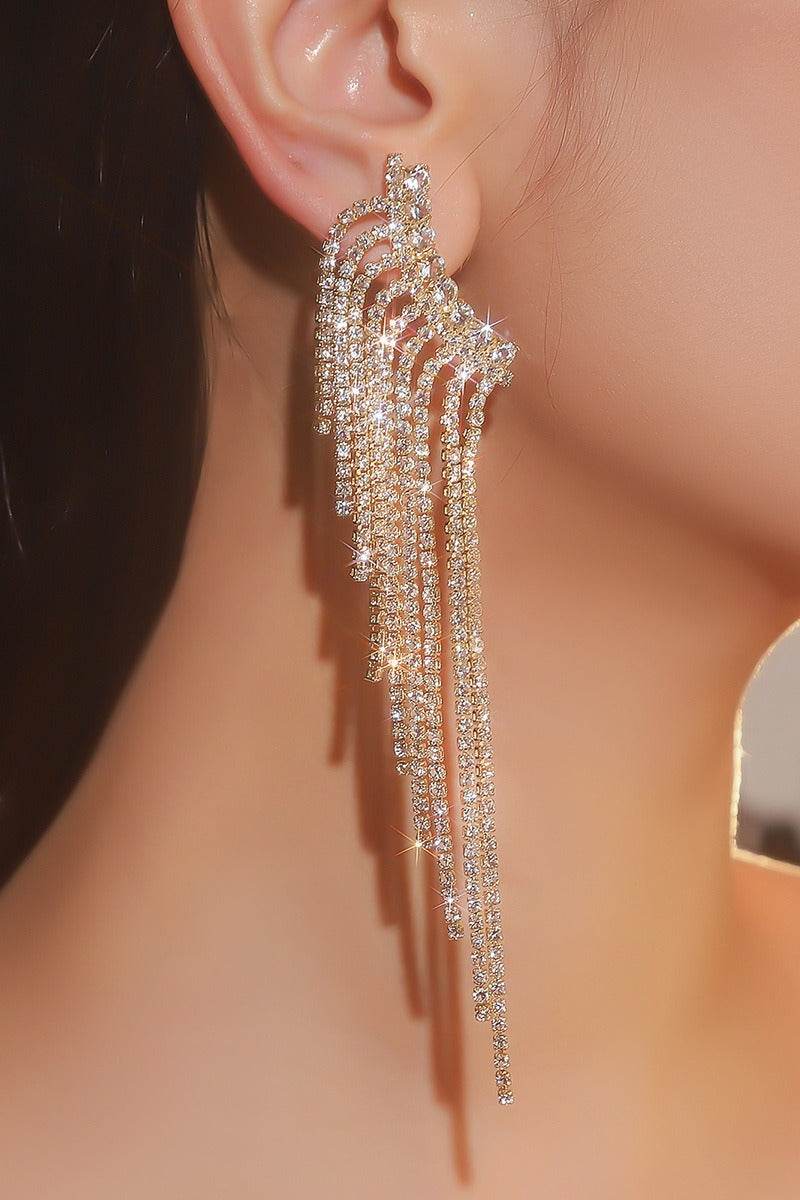 Rhinestone/Tassels Drop Earrings 714949471813 - COCOMELODY
